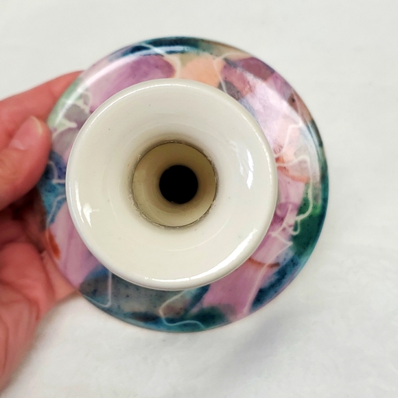 Studio art pottery handmade artist signed 5” candle holder - Picture 4 of 5